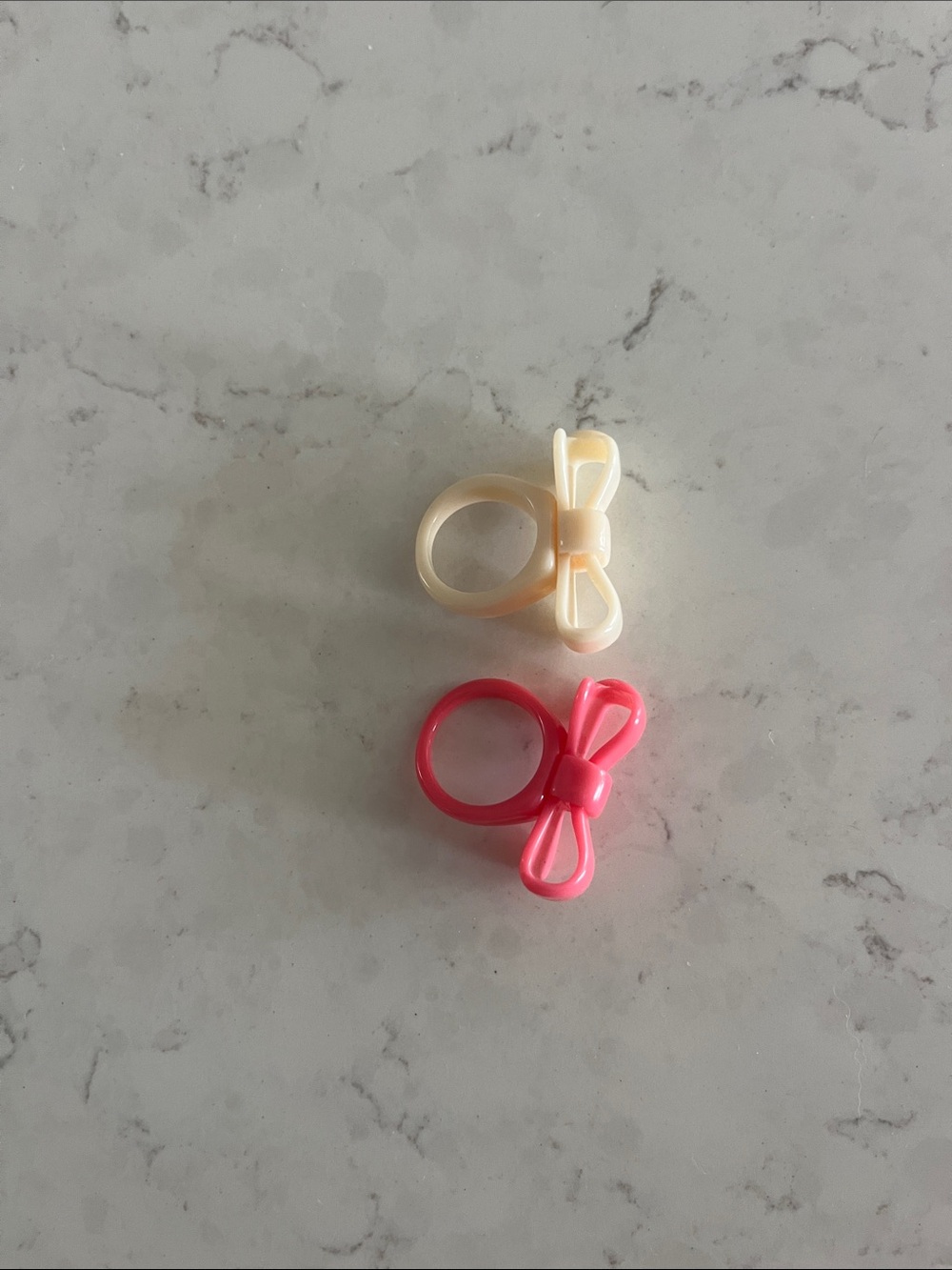 Pink & Ivory Bow Rings - Picture 2 of 4